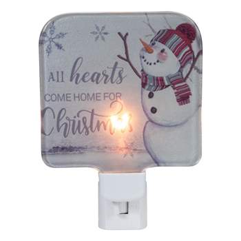 Northlight 4" White All Hearts Come Home for Christmas Glass Night Light