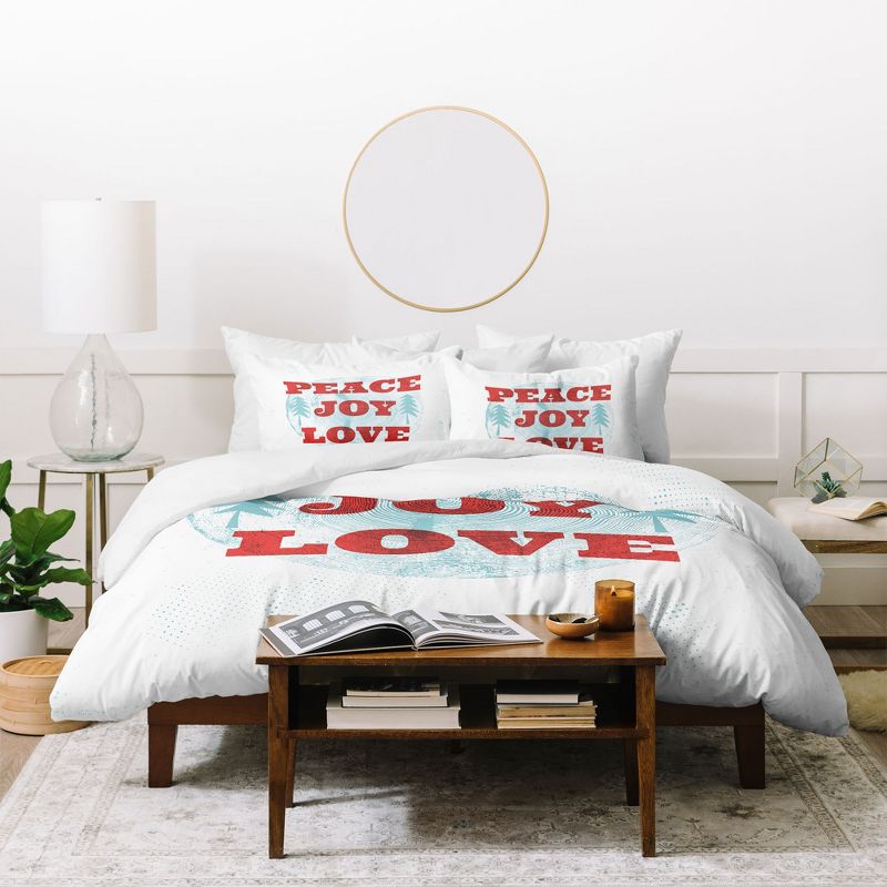 Heather Dutton Peace Joy Love Woodcut Duvet Cover + Pillow Sham(s) - Deny Designs, 4 of 5
