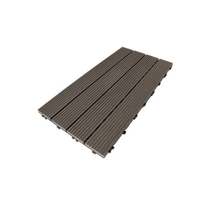 24 in. x 12 in. Solid Straight Strip  WPC Interlocking Decking Tile (5 per Case)