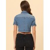 INSPIRE CHIC Women's Casual Short Sleeves Crop Denim Jacket - 3 of 4
