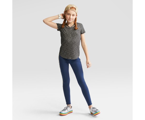 Girls' Short Sleeve Bar Front T-shirt - art class&#153; Black Stripe XS
