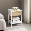 NicBex Nightstand with Rattan Drawer and Open Storage Shelf Modern End Table with Metal Legs for Bedroom,Living Room - 2 of 4