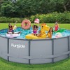 Funsicle 16' x 48" Oasis Designer Round Frame Above Ground Outdoor Swimming Pool Set with SkimmerPlus Filter Pump, Ladder, and Pool Cover, Gray - 2 of 4