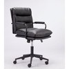 HDZNVF Black Leather Office Chair Mid Back Leather Desk Chair Modern Excutive Office Chair with Arms and Wheels - 2 of 4