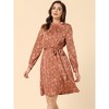 Allegra K Women's Mock Neck Swing Midi Long Sleeve A-line Floral Dress - 2 of 4