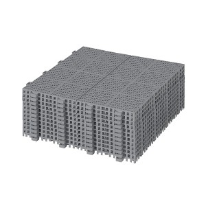 12 x 12 Inch Black Interlocking Deck Tiles Plastic Waterproof Outdoor All Weather Anti-slip , Rosette Pattern Pack of 12 - 1 of 4