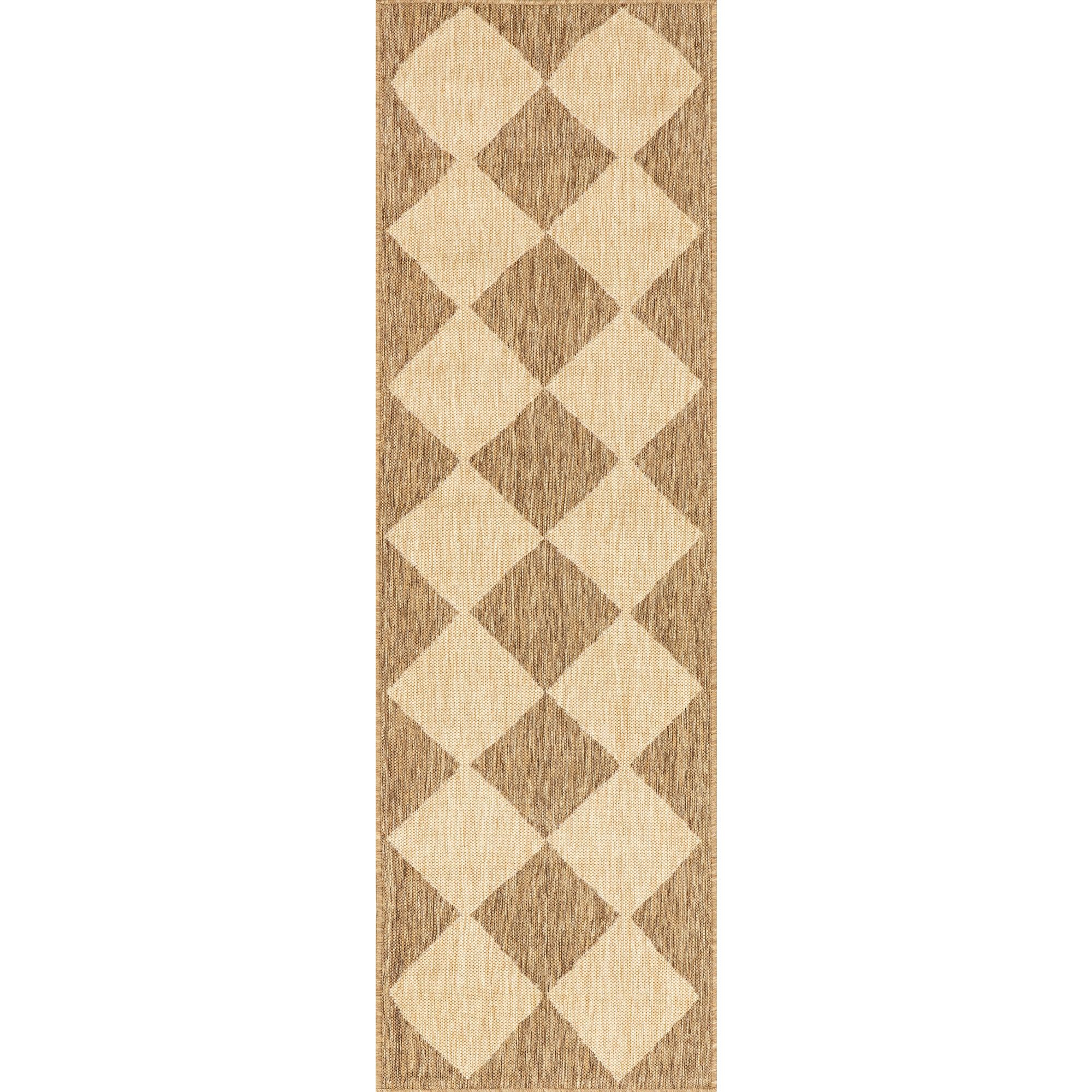 Nuloom Sabina Diamond Trellis Indoor/Outdoor Area Rug, Runner 2' x 6', Brown