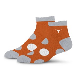 NCAA Texas Longhorns Big Dot Fuzzy Sleep Soft Socks: Ankle Knit Polka Dot Design - 1 of 3