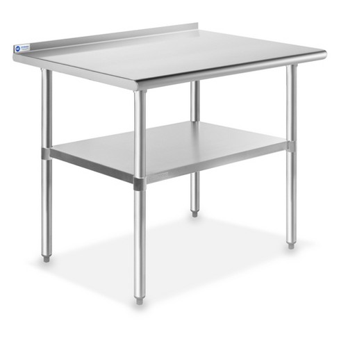 Gridmann Stainless Steel Table With Backsplash And Undershelf - 36 X 24 Inch, Nsf Commercial ...