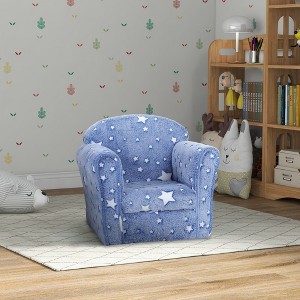 Whisen Kids & Toddler Sofa, Children's Couch, Upholstered Baby Sofa with Glowing Stars for 18-36 Months - Blue - 1 of 4