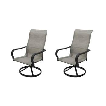 Four Seasons Courtyard Palermo Swivel Rocker with Sling Fabric and Powder Coated Aluminum Frame Up To 250 Pounds Weight Capacity, Gray (2 Pack)