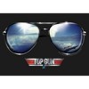 Juniors Womens Top Gun Aviator Sunglasses Reflection Logo Festival Muscle Tee - 2 of 4