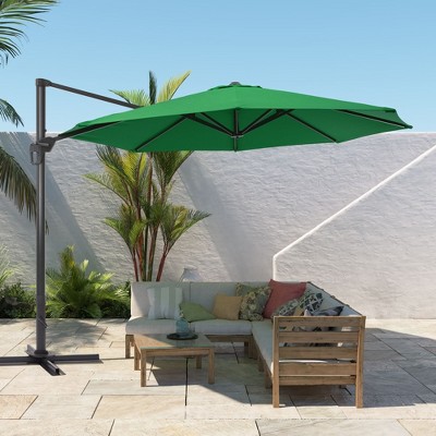 Sonkuki 11FT Offset Outdoor Patio Aluminum Cantilever Umbrella with Infinite Canopy Angle Adjustment