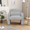 Vynxaria 22.8 Inch Modern Minimalist Accent Chairs, Gray Teddy Fleece Chairs with Armrests and Pillow, Ideal for Living Room & Bedroom - 4 of 4