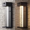 5.13" 1-Light Miranda Modern Iron/Glass Seeded Glass with Dusk-to-Dawn Sensor Outdoor Sconce Black - JONATHAN Y: ETL Listed, Integrated LED - 4 of 4