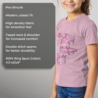Minecraft Girl's Minecraft Axolotl T-Shirt - Light Pink - Large — фото 6