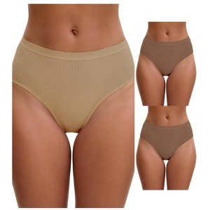 INSPIRE CHIC Women's High Waisted Butt Lifter Briefs Tummy Control Underwear, Available in Plus Size 3 Packs - 1 of 4