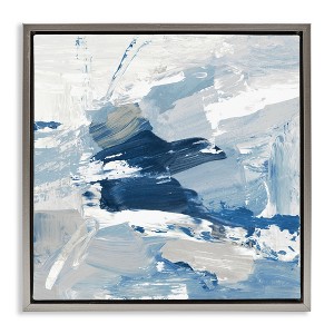 Stupell Industries Abstract Brushed Blue Painting Floating Frame Canvas Art, Gray, 18" x 18" - 1 of 4