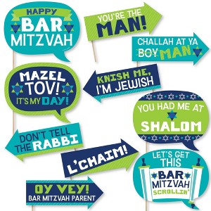 Big Dot of Happiness Funny Blue Bar Mitzvah - Boy Party Photo Booth Props Kit - 10 Piece - 1 of 4