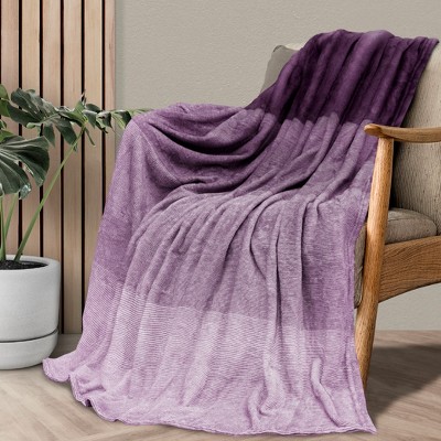 Gradient Purple Faux Fur Fleece Throw Blanket, 50" x 60"