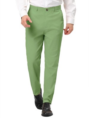 Lars Amadeus Men's Dress Trousers Solid Color Flat Front Skinny Business Pants