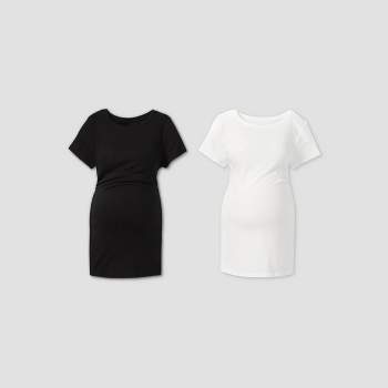 Short Sleeve Round Neck Non Shirred 2pk Bundle Maternity T-Shirt - Isabel Maternity by Ingrid & Isabel™