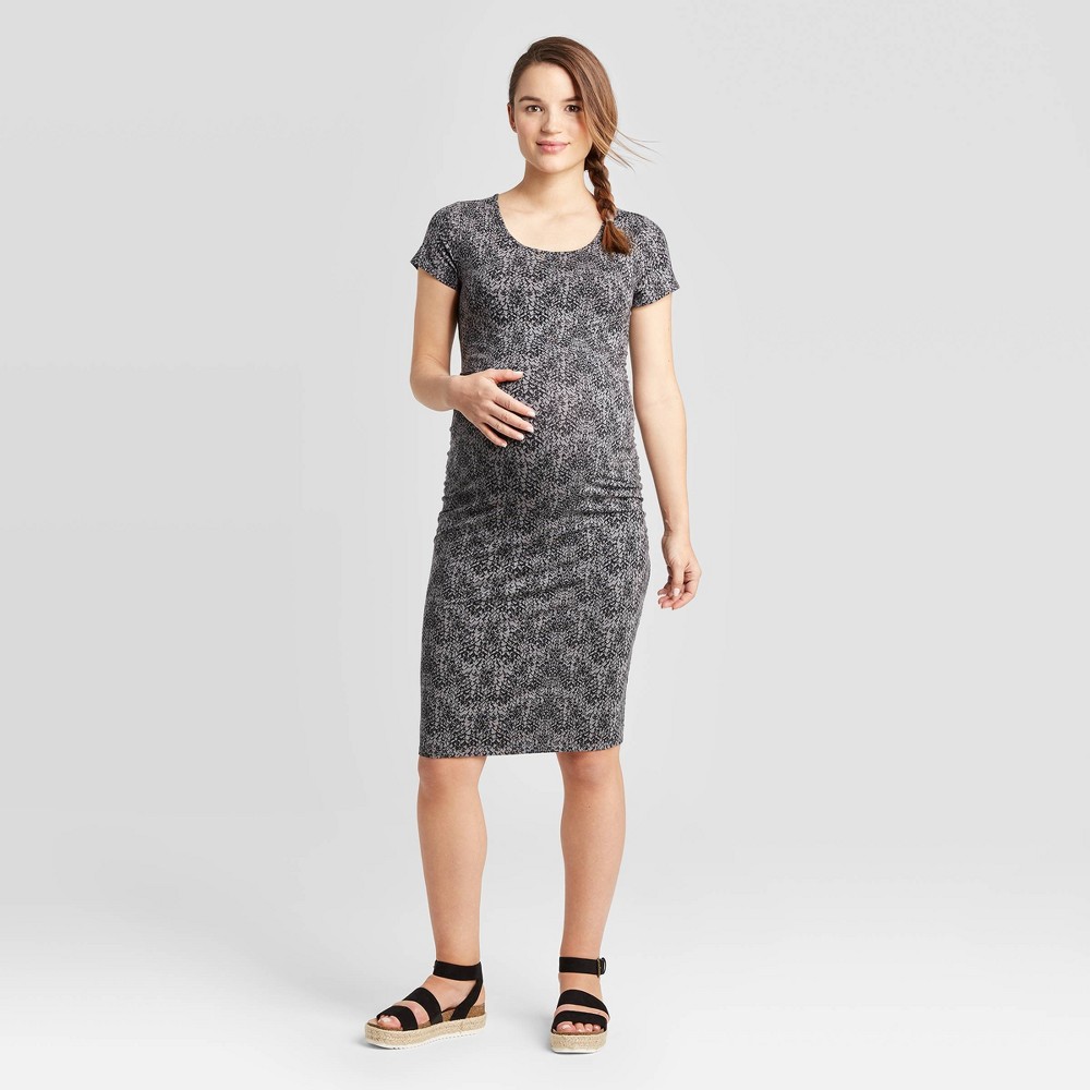 Snake Print Short Sleeve T-Shirt Maternity Dress - Isabel Maternity by Ingrid & Isabel Black S was $24.99 now $10.0 (60.0% off)