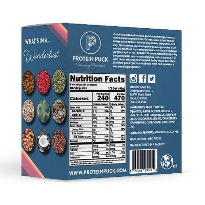 Protein Puck Wanderlust Nutrition Bars - Peanut Butter Cranberry - 3.25oz/4ct: Chewy, 8g Protein, Ready to Eat