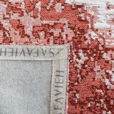 Classic Vintage Rust and Ivory 6' x 9' Cotton Chenille Area Rug