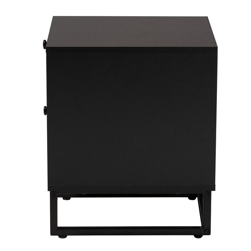 Declan Wood and Natural Rattan 2 Drawer End Table Espresso Brown/Black - Baxton Studio, 6 of 12