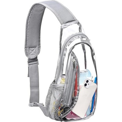 Clear Crossbody Bag, Stadium Approved PVC Crossbody Backpack, Clear Casual Chest Daypack for Hiking, Stadium or Concerts
