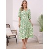 INSPIRE CHIC Women's Floral Casual Summer Ruffle Sleeve V Neck Beach Boho A Line Midi Dresses - 4 of 4