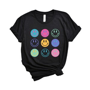 Simply Sage Market Women's Stacked Smiley Faces Short Sleeve Graphic Tee - 1 of 2