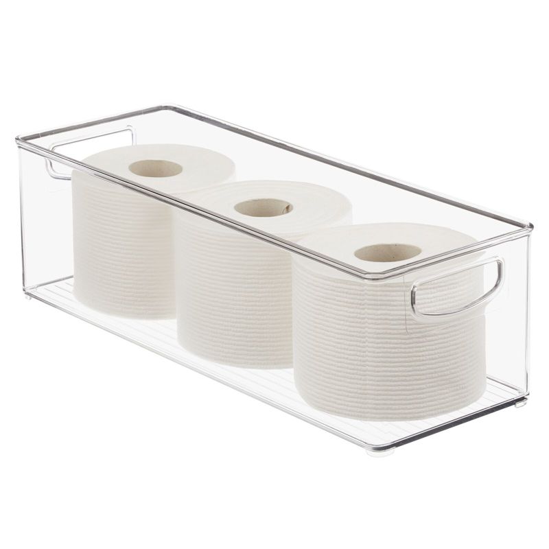 mDesign Small Plastic Bathroom Storage Container Bin with Handles, 4 of 9