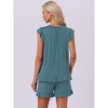 INSPIRE CHIC Women's Cute Ruffle Trim Cap Sleeve Tops and Shorts 2 Piece Pajama Sets - 3 of 4
