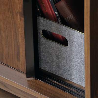 Grand Walnut Adjustable 70'' Bookcase with Sliding Doors