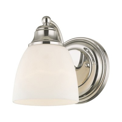 Curvaceous Nickel 7'' Dimmable Wall Sconce with Satin Opal Shade