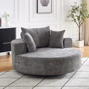KWPZQEB Swivel Accent Chair, 55 Inches Chenille Single Chair with 3 Pillows, Modern Sofa Chair for Bedroom, Living Room - 1 of 4
