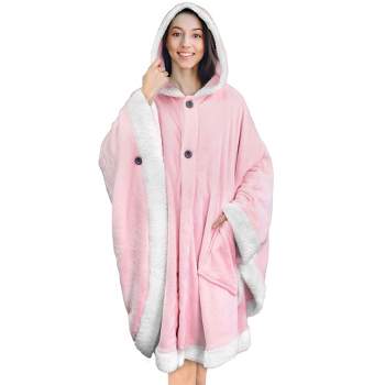 PAVILIA Angel Wrap Hooded Blanket for Women Adult, Wearable Cozy Wrap Throw Fleece Shawl Cape