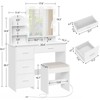 USIKEY Makeup Vanity with 10 Light Bulbs and Charging Station, Vanity Desk with Lighted Mirror & Drawers Chest, White Vanity Set with Cushioned Stool - 3 of 4