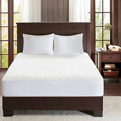 Twin White Heated Sherpa Mattress Pad with Secure Comfort