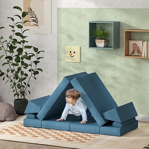 Whisen 12-Piece Modular Soft Foam Play Couch for Toddlers, Convertible Kids Sectional Sofa with Removable Covers, Creative Building Blocks - 1 of 4