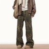 Clotth Mens Leopard Print Jeans - Y2k Vintage Leopard Aesthetic Baggy Denim Pants, Streetwear Loose Straight Wide-leg Trousers, Leopard - 2 of 4