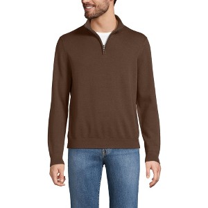 Lands' End Men's Long Sleeve Fine Gauge Cotton Quarter Zip Sweater - 1 of 3
