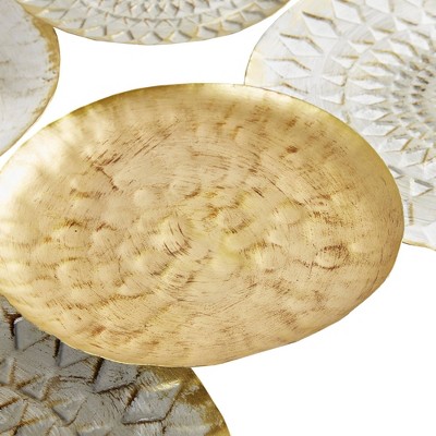 Transitional Multi-Colored Metal Discs Wall Art in Gold and Silver