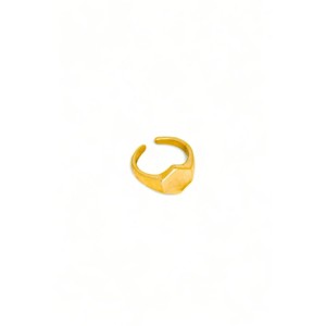 Slickblue Geometric Hexagon Signet Ring, Metallic Gold Adjustable Statement Ring, Size 6 - 1 of 4