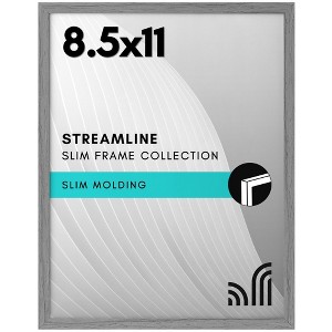 Americanflat 8.5x11 Picture Frame with Shatter-Resistant Glass - Thin Border Photo Frame for Wall and Tabletop Display - Grey - 1 of 4