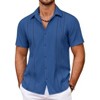 COOFANDY Men's Cuban Guayabera Shirt Summer Beach Vacation Shirt Casual Short Sleeve Button Down Resort Wear - 4 of 4