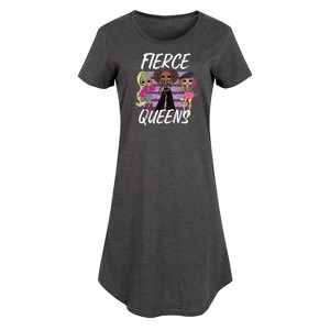 Women's LOL Surprise! Fierce Queens Graphic T-shirt Dress - Heather Charcoal - Large - 1 of 4