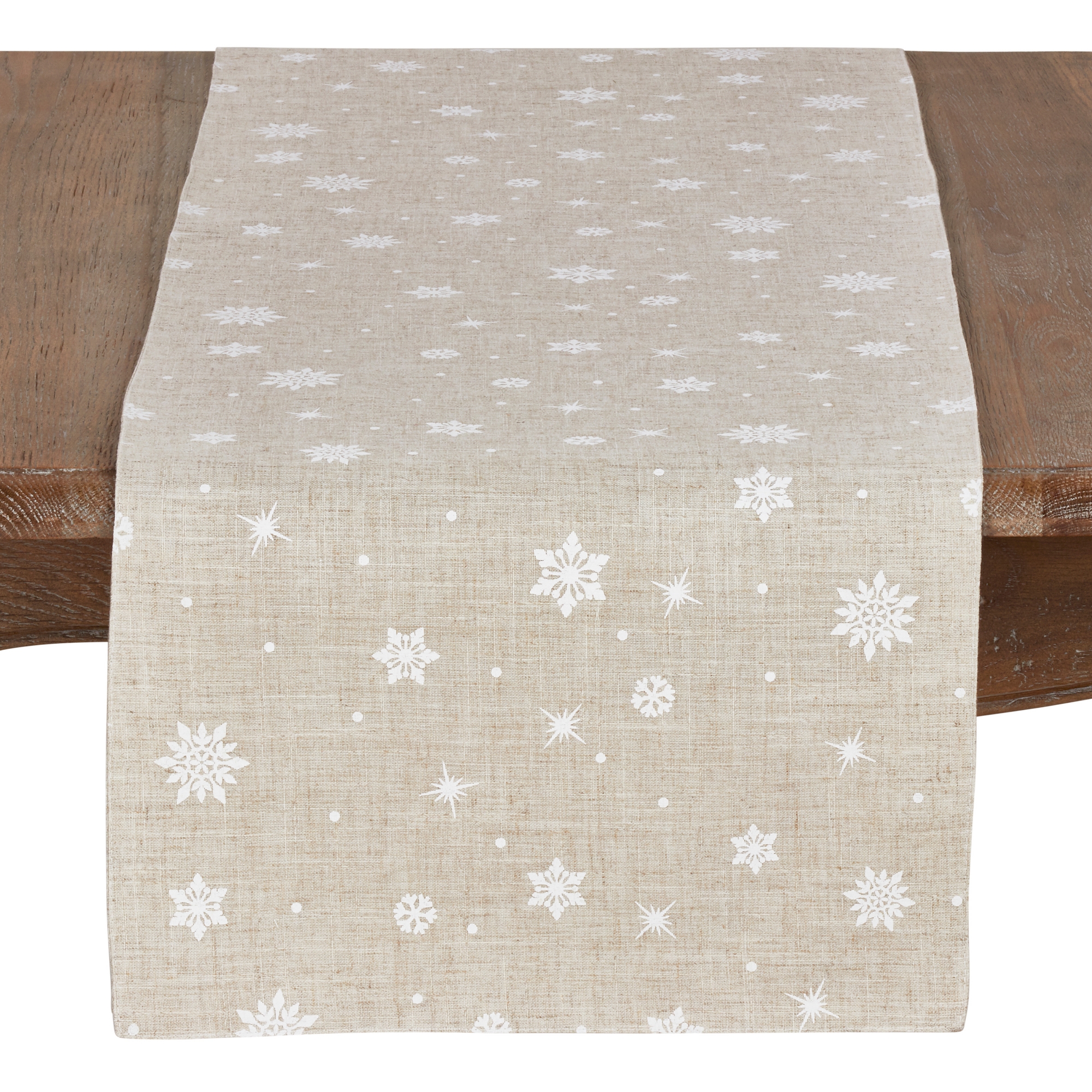 Saro Lifestyle Snowflake Christmas Table Runner, Natural, 16" x 70"